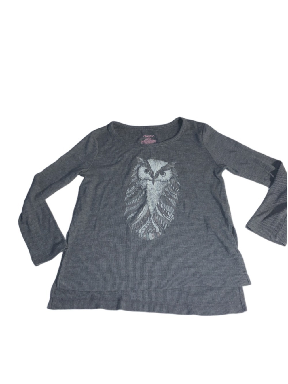 Women's Xhilaration Gray Owl Print Long Sleeve Pajama Top S